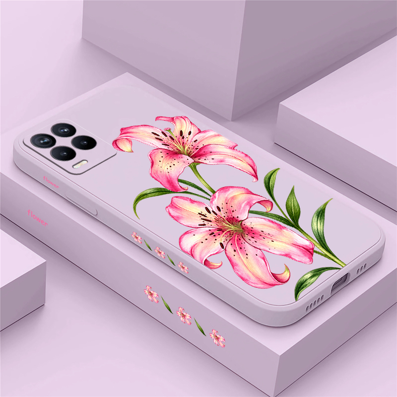 Realme Note 50 - حافظة بتصميم زهور وردية لهواتف OPPO