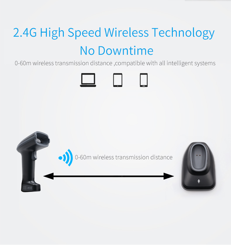 Barcode Scanner Wireless - ماسح الباركود اللاسلكي مع مهد للمسح