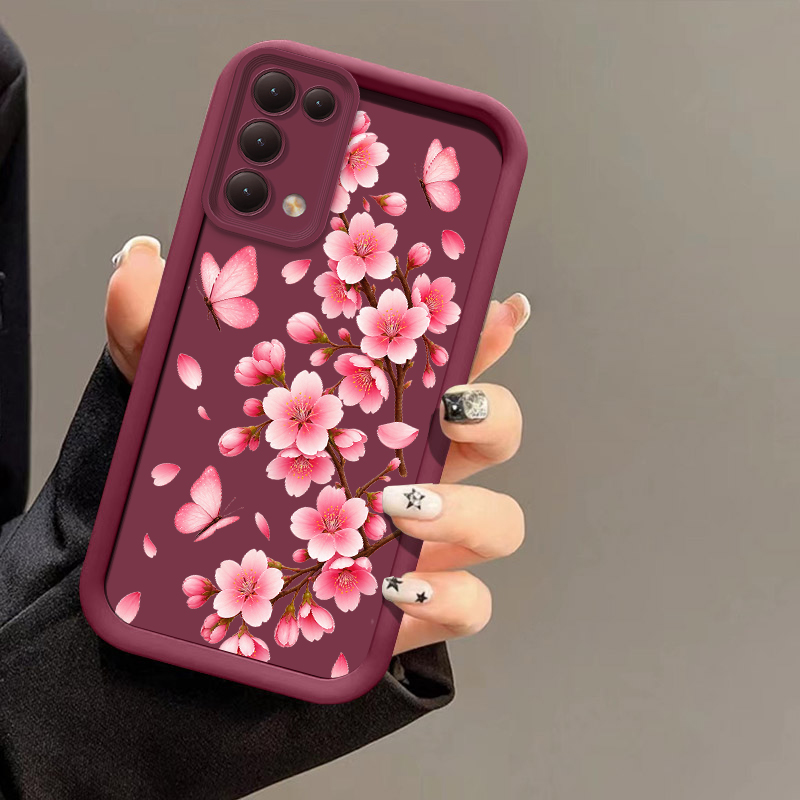 Realme Note 50 - غطاء هاتف بتصميم زهور وردية لهواتف