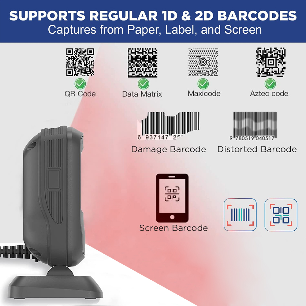 ماسح ضوئي لاسلكي مكتبي لقراءة  - مراجعة Barcode Scanner Wireless وسعره