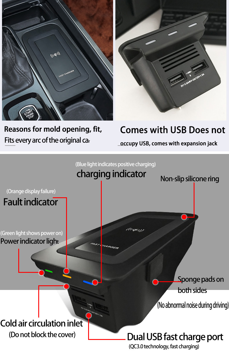 لوحة شاحن لاسلكي سريع لفولفو ، - مراجعة Wireless Phone Charger Pad وسعره