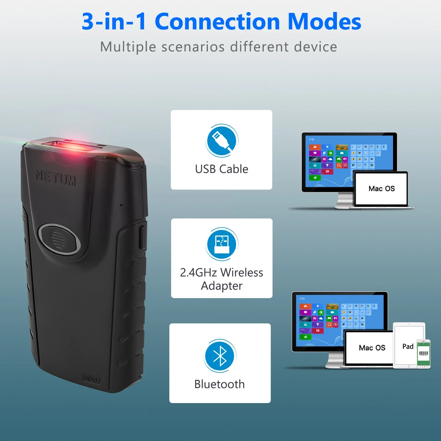 قارئ رمز الاستجابة السريعة Net - مراجعة Barcode Scanner Wireless وسعره